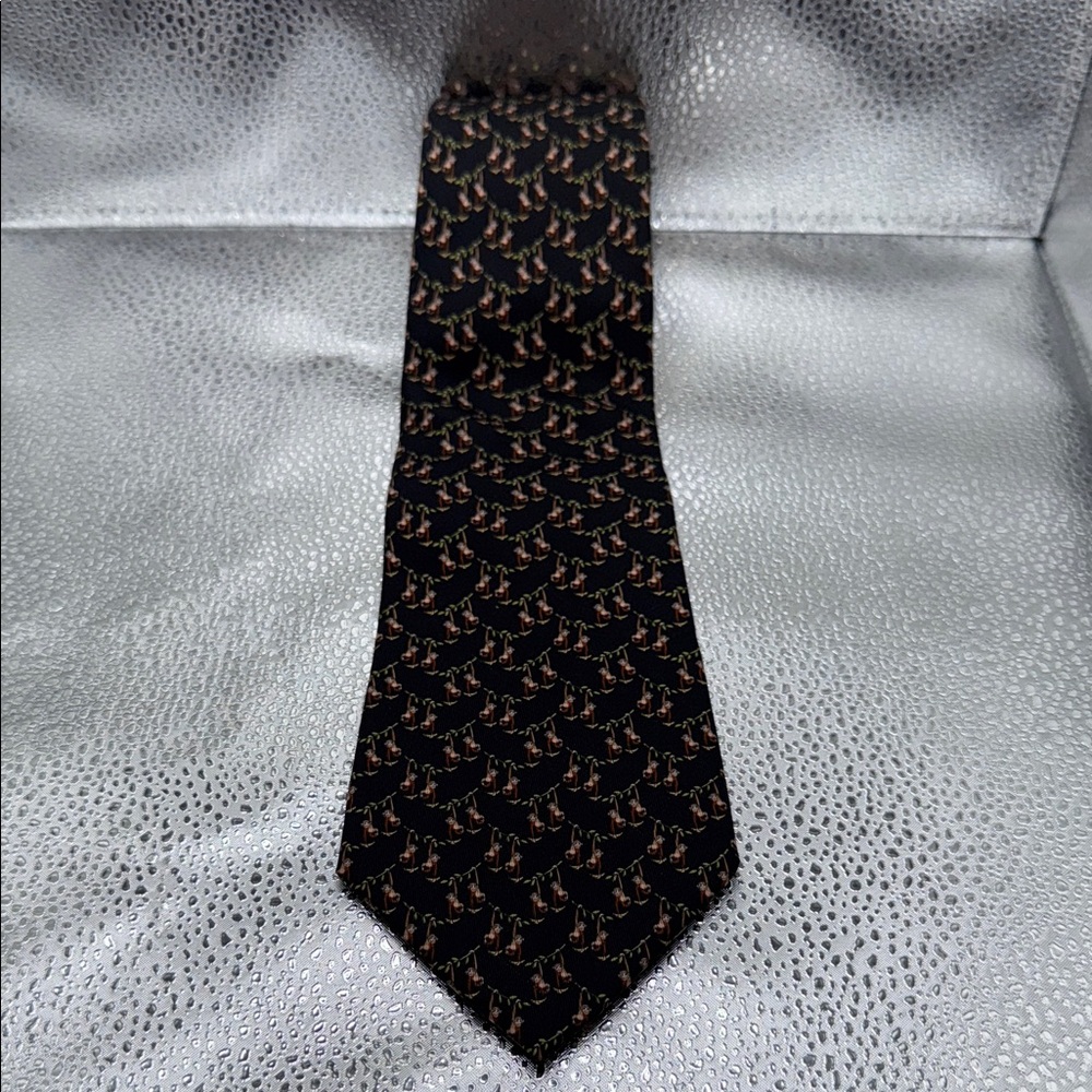 Salvatore Ferragamo Black and Brown Dangling Monkeys Tie